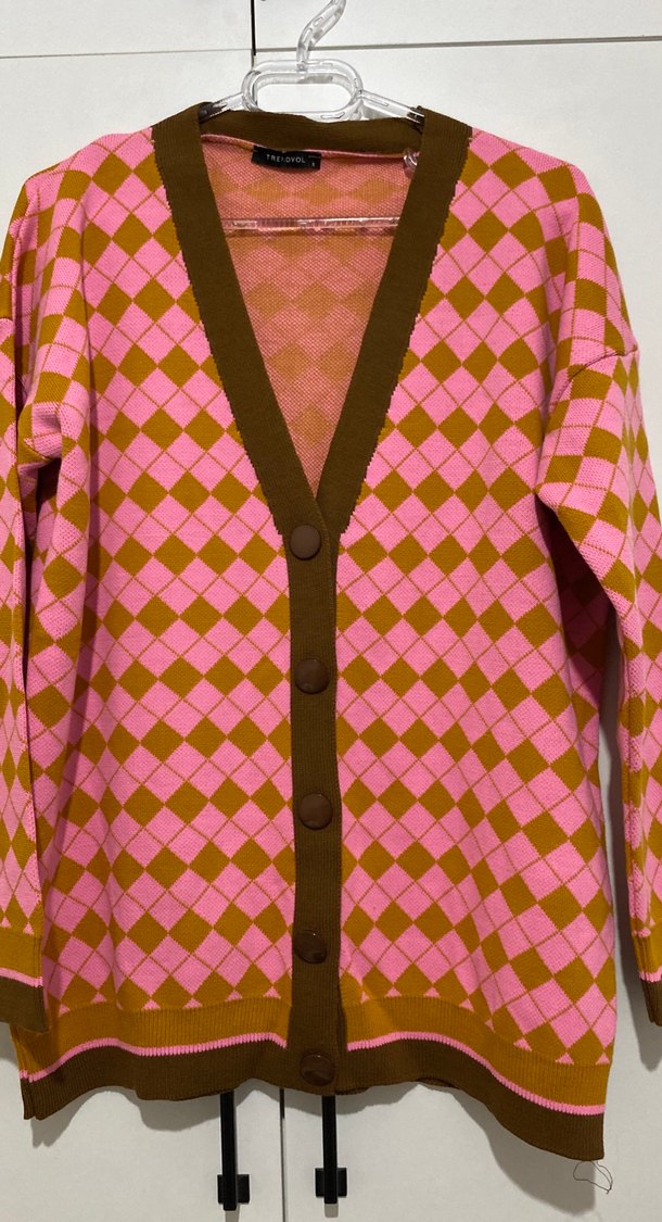 Pembe Bohem Renkli Örgü Kadın Hırka - Görsel 2