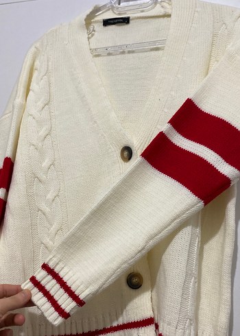 Kadın Beyaz Örgü Salaş Hırka - Görsel 2