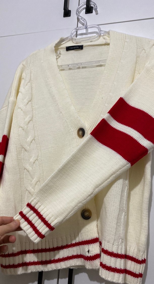 Kadın Beyaz Örgü Salaş Hırka - Görsel 2