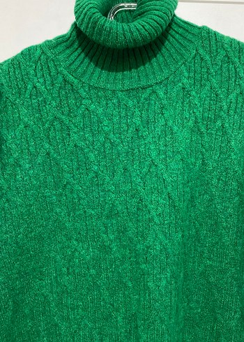 Yeşil Balıkçı Yaka Kadın Triko Kazak - Görsel 2