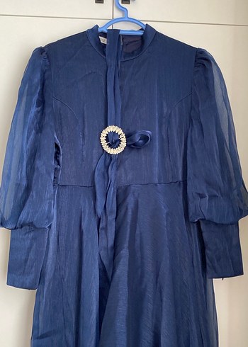 Lacivert Kadın Uzun Abiye Elbise Kuşaklı 1 kere giyildi - Görsel 5