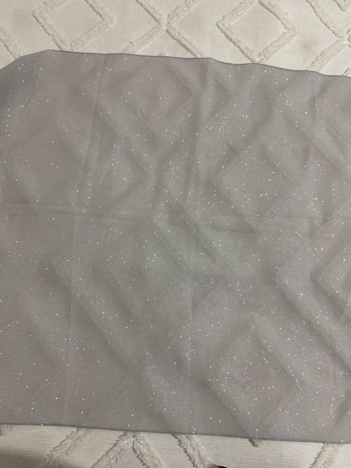 Gümüş renk simli püsküllü abiye şal - Görsel 3