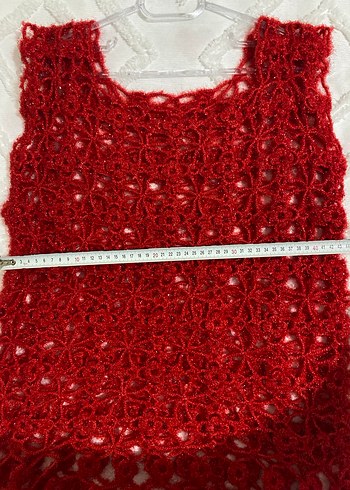 Simli Kırmızı Örgü Kadın süveter esnektir - Görsel 5