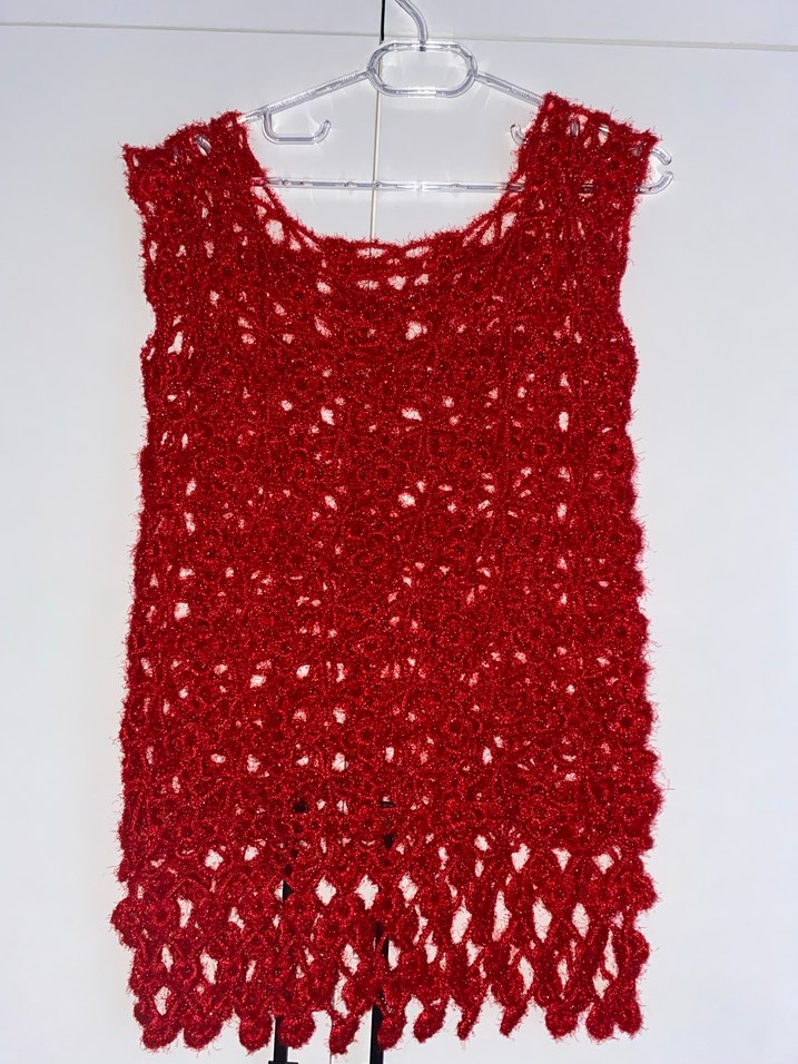 Simli Kırmızı Örgü Kadın süveter esnektir - Görsel 2