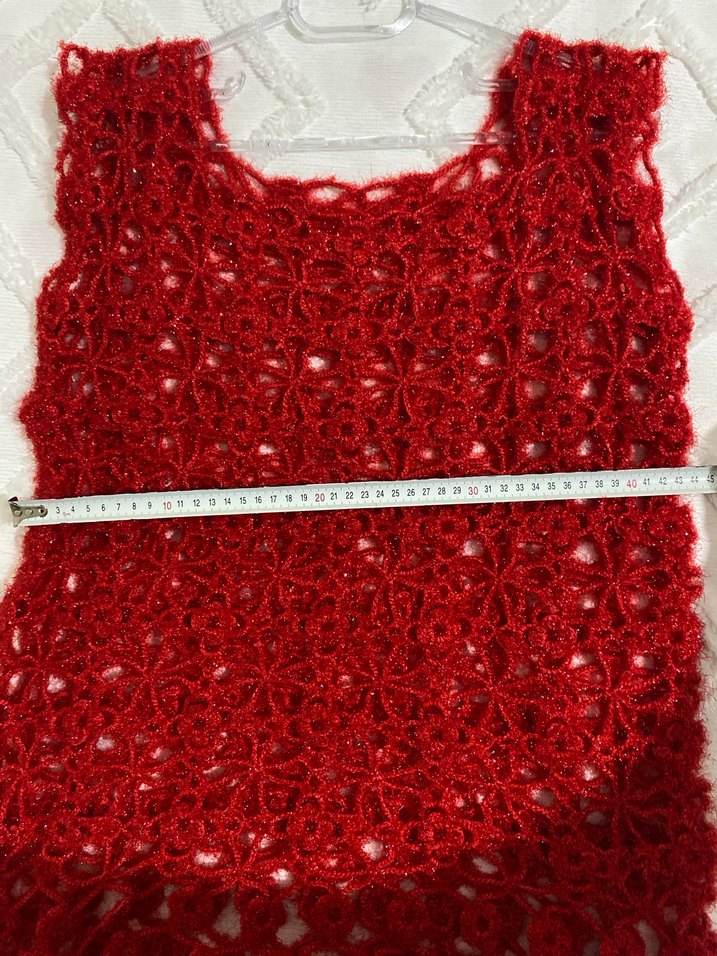 Simli Kırmızı Örgü Kadın süveter esnektir - Görsel 5