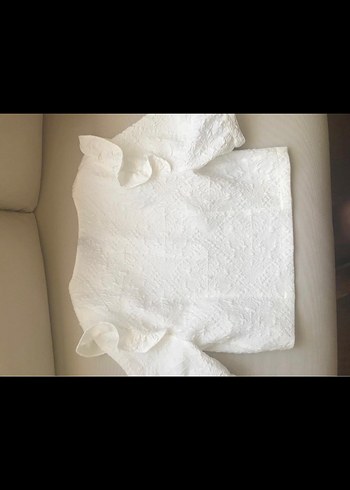 38 Beden Orijinal Zara Beyaz Fırfırlı Keten Mini Bluz