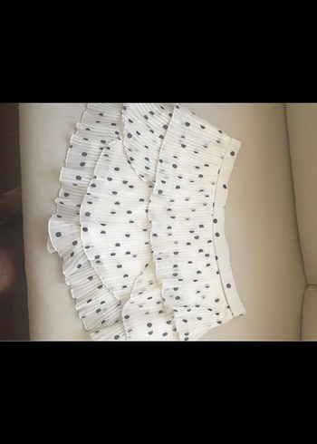 l Beden beyaz Renk Zara Puantiyeli Beyaz Fırfırlı Mini Etek