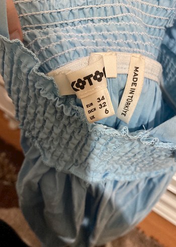 xs Beden Mavi İnce Askılı Mini Denim Elbise