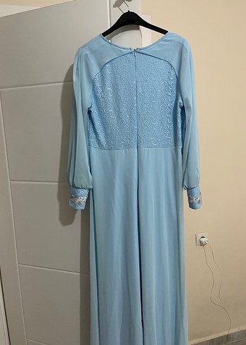 xl Beden mavi Renk Mavi Uzun Kollu Bohem Abiye Elbise