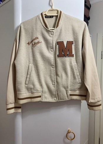 Bej Düğmeli Kadın Street Wear Ceket