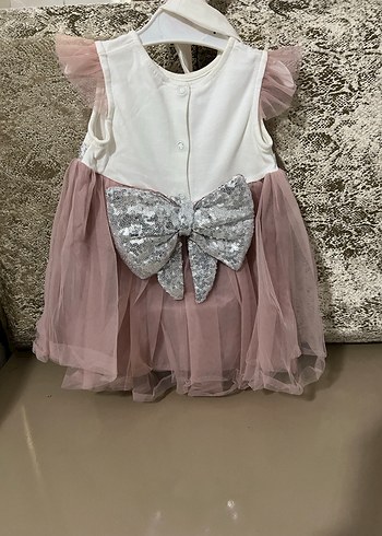 Kelebek İşlemeli Pembe Kız Çocuk Elbise - Görsel 2