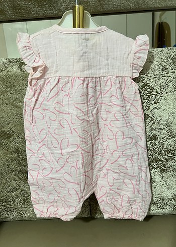 Nakışlı Pembe Kız Bebek Tulum ve Şapka - Görsel 3