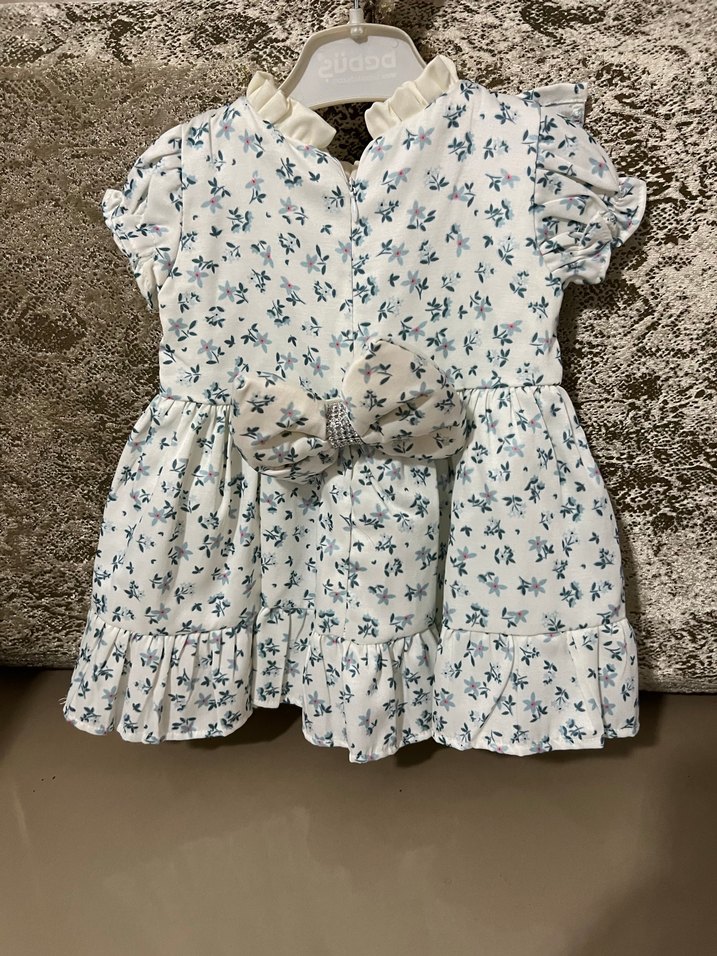 Beyaz Pamuklu Kız Çocuk Elbisesi - Görsel 2