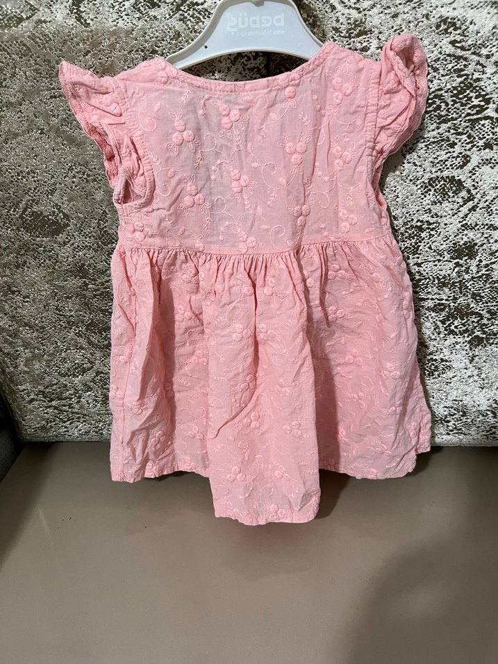 Kız Çocuk Pembe Nakışlı Kolsuz Elbise - Görsel 2