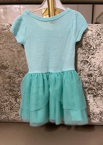 Turkuaz Triko Kız Elbise Nakışlı - Görsel 2