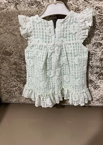 Turkuaz Dantel Detaylı Bohem Kız Elbisesi - Görsel 2