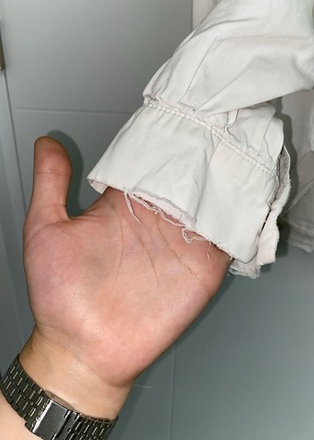 xl Beden Düğmeli Beyaz Keten Kadın Gömlek