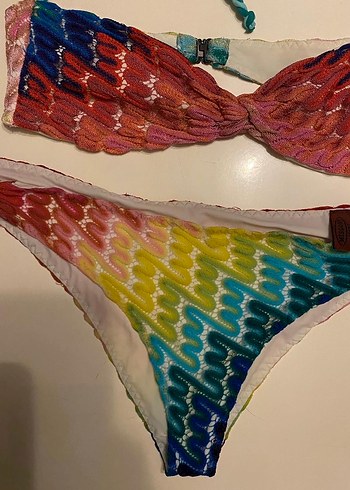 Missoni Renkli Örgü Bağlamalı Bikini Takımı