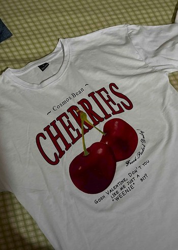 Kirazlı beyaz T-shirt - Görsel 5