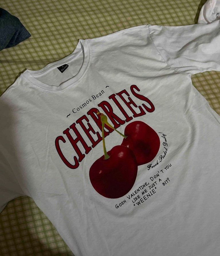 Kirazlı beyaz T-shirt - Görsel 5