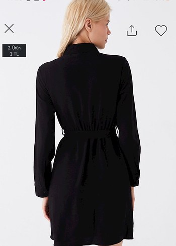 Siyah Kemerli Gömlek Elbise - Görsel 8