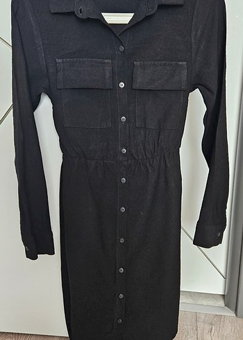 Siyah Kemerli Gömlek Elbise - Görsel 5