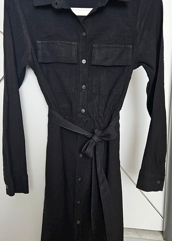 Siyah Kemerli Gömlek Elbise - Görsel 2