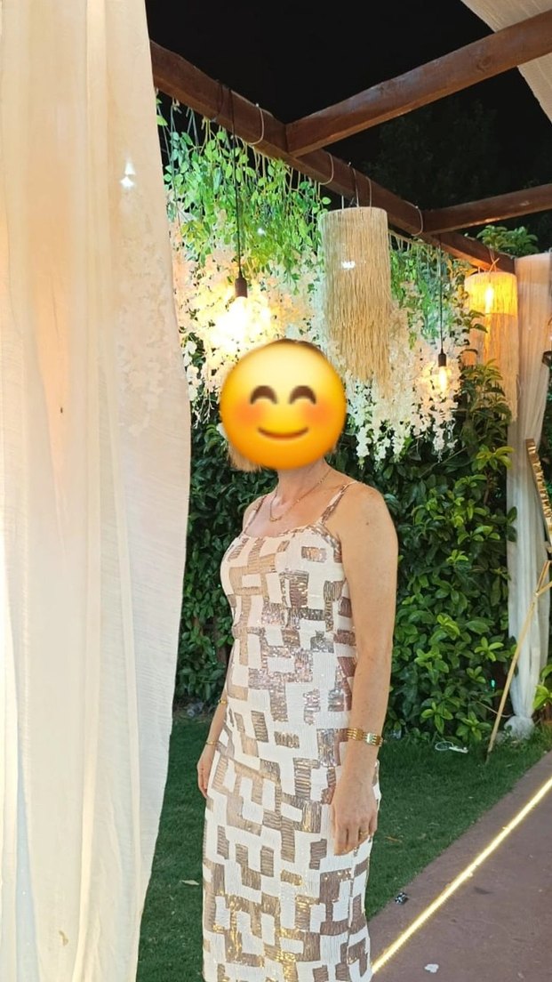 palet islemeli beyaz bej renklerde  kadın abiye elbise - Görsel 3