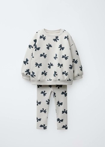 Kız Çocuk Gri Baskılı Triko Sweatshirt - Görsel 3