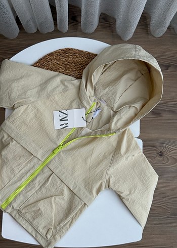 Bej Kapüşonlu Erkek Çocuk Keten Ceket - Görsel 3