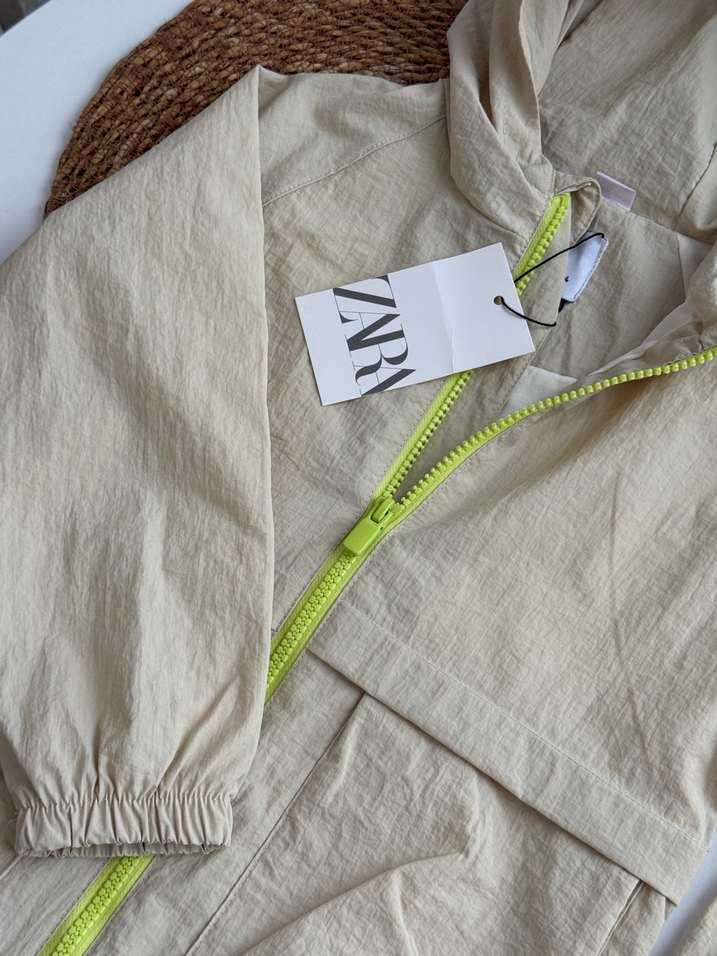 Bej Kapüşonlu Erkek Çocuk Keten Ceket - Görsel 4