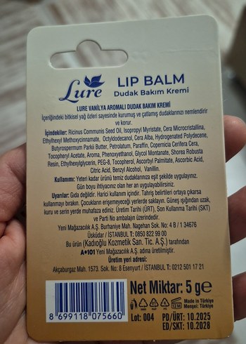 Lure Vanilya Dudak Bakım Kremi 5g - Görsel 2