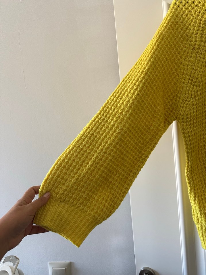 Mango Kadın Sarı Örgü Basic Triko Kazak - Görsel 4