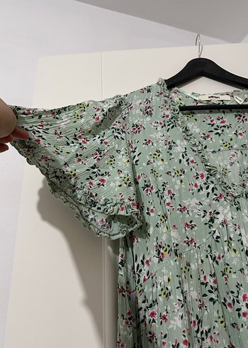 Yeşil V Yaka Pamuklu Uzun Bohem Elbise - Görsel 4