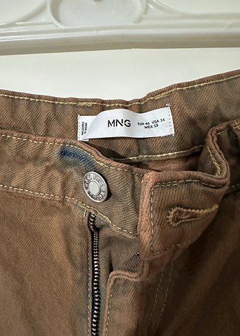 46 Beden Mango Kahverengi Kadın mom jean Pantolon