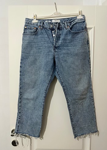 Mango Düğmeli Midi Boy Kadın Kot Pantolon