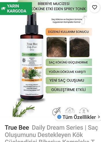 True Bee Biberiye Kompleks Saç Tonik Sprey 250 ml