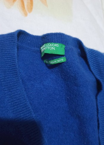 Benetton Mavi V Yaka Kadın Sweatshirt