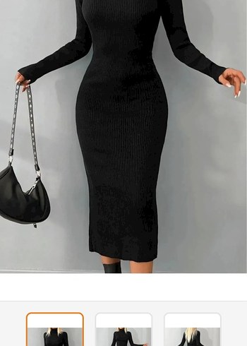36 Beden Siyah Gotik Midi Elbise