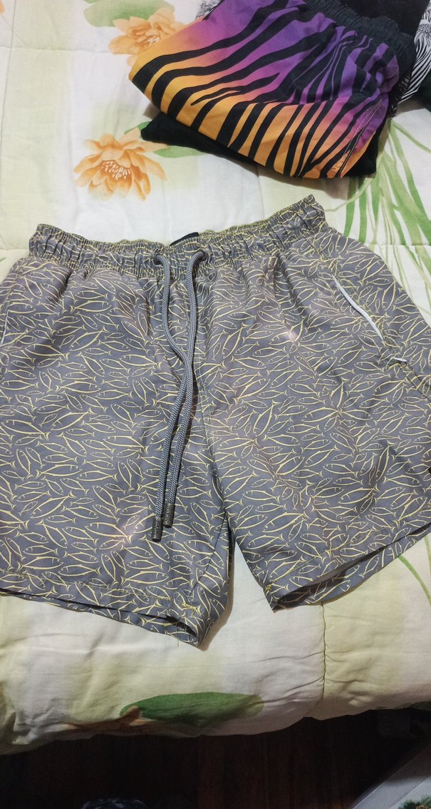 Gri Mini Erkek Deniz Şortu Fermuarlı Cepli - Görsel 2