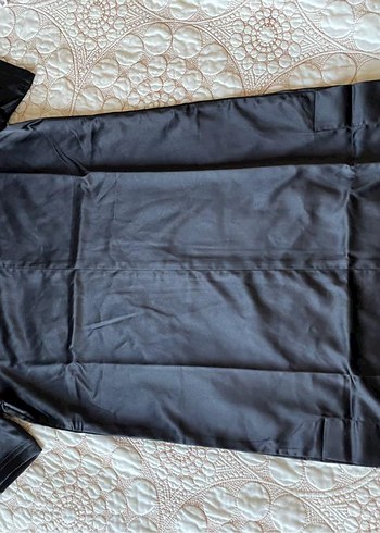 Siyah Yüksek Yakalı Kısa Kollu Mini Elbise - Görsel 5