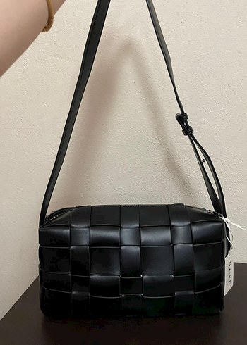 Siyah Kareli Deri Kadın Çanta - Görsel 3