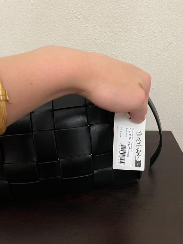 Siyah Kareli Deri Kadın Çanta - Görsel 2