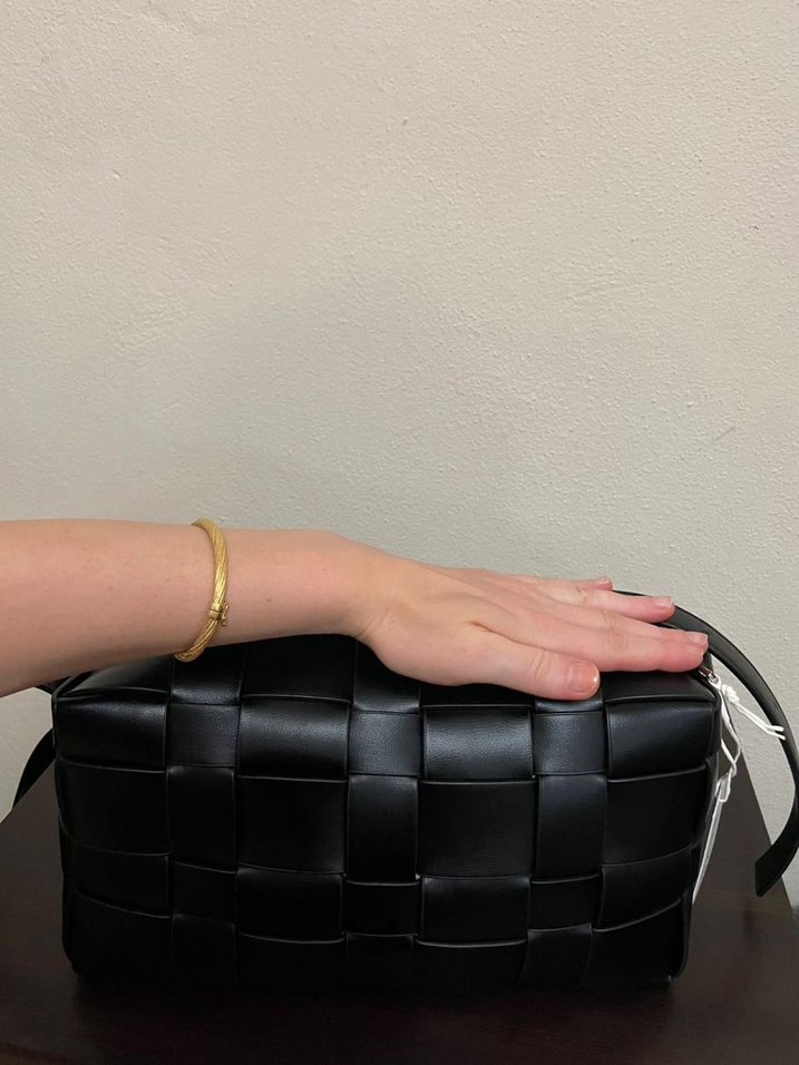 Siyah Kareli Deri Kadın Çanta - Görsel 5