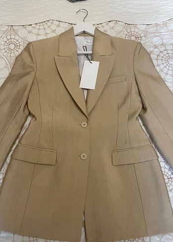 Bej Kadın Ofis Blazeri Düğmeli - Görsel 6
