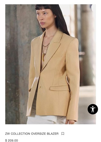 Bej Kadın Ofis Blazeri Düğmeli - Görsel 3