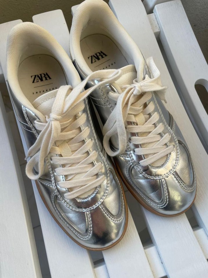 Zara Metalik efektli spor ayakkabı - Görsel 5