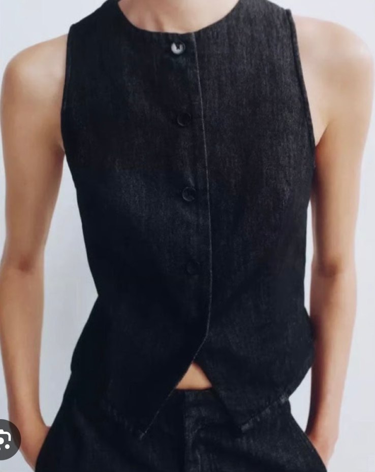 Zara  Kolsuz Denim Yelek - Görsel 3