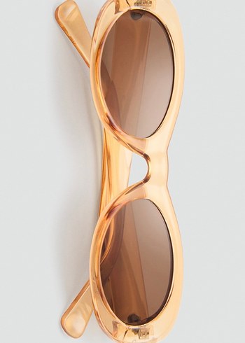 Şeffaf Bej Retro Kadın Güneş Gözlüğü - Görsel 7