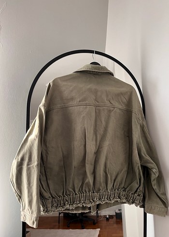 xs Beden Bej Düğmeli Bol Kesim Denim Ceket